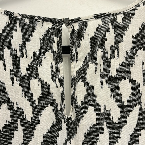 J. Crew Short Romper Abstract Ikat Design Drawstring Pockets Gray Linen Medium - Picture 6 of 10